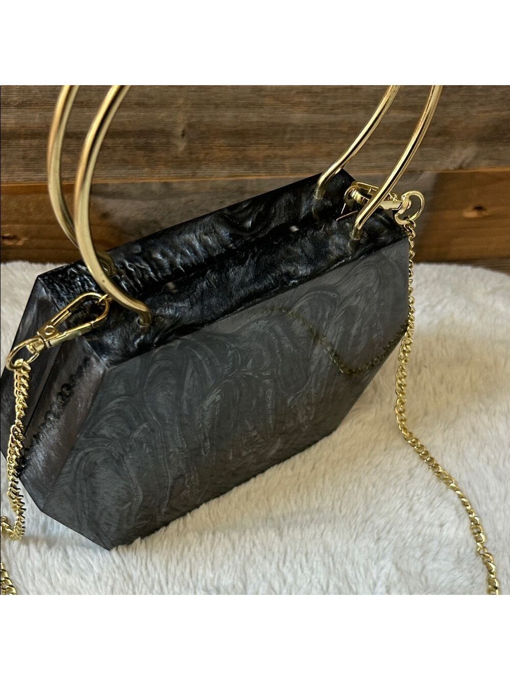 Ramla Black Acrylic Soho Clutch with Removable Chain Brand New! - Picture 9 of 10